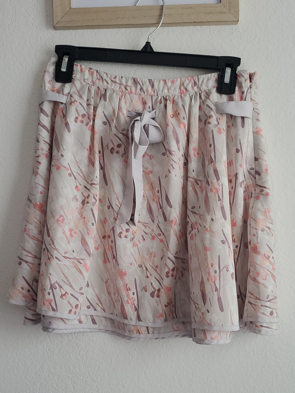 LC Lauren Conrad Cream Skirt with Pink & Mauve Floral Print